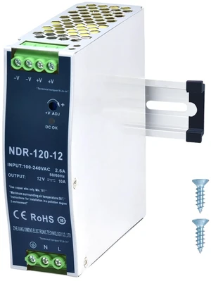 12VDC Power Supply NDR 120W DIN Rail Power Supply Switch Switching Converter DC (Input 100-240VAC Output 12VDC 50/60HZ 12V 10A) 12VDC Power Supply NDR 120W DIN Rail Power Supply Switch Switching Converter DC (Input 100-240VAC Output 12VDC 50/60HZ 12V 10A)