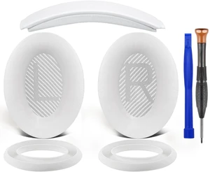 Replacement Kit for Bose QuietComfort QC35/QC35 ii Over-Ear Headphones, Ear Pads Cushions + Headband + Silicone Earpads Cover Protector - White Replacement Kit for Bose QuietComfort QC35/QC35 ii Over-Ear Headphones, Ear Pads Cushions + Headband + Silicone Earpads Cover Protector - White