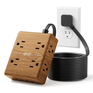 Brown Extension Cord 10Ft, Flat Plug Power Strip Surge Protector Outlet Extender with 8 Outlets & 4 USB (2 USB C), Desktop Charging Station, Decorative Office Desk Accessories, Brown Wood Brown Extension Cord 10Ft, Flat Plug Power Strip Surge Protector Outlet Extender with 8 Outlets & 4 USB (2 USB C), Desktop Charging Station, Decorative Office Desk Accessories, Brown Wood