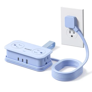 Travel Power Strip, Extension Cord with Multiple Outlets, 6.5FT Wrapped Extension Flat Plug Power Strip with 4 AC Outlets for Travel, Hotel, Cruise Approved, No Surge Protection, Blue Travel Power Strip, Extension Cord with Multiple Outlets, 6.5FT Wrapped Extension Flat Plug Power Strip with 4 AC Outlets for Travel, Hotel, Cruise Approved, No Surge Protection, Blue