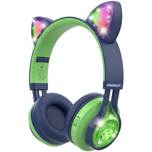 Kids Headphones, CT-7S Cat Ear Bluetooth Headphones with LED Light, 85dB Volume Limiting, Over Ear with Microphone for Laptop/PC/TV (Green&Navy Blue) Kids Headphones, CT-7S Cat Ear Bluetooth Headphones with LED Light, 85dB Volume Limiting, Over Ear with Microphone for Laptop/PC/TV (Green&Navy Blue)