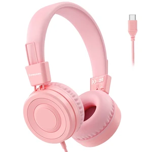 USB Type C Kids Headphones for School, Wired Toddler Headphones, 94dB Volume Limited, HD Stereo Sound, Foldable Lightweight On-Ear Wired Headphones for Kids/Children/Teens/Boys (Light Pink) USB Type C Kids Headphones for School, Wired Toddler Headphones, 94dB Volume Limited, HD Stereo Sound, Foldable Lightweight On-Ear Wired Headphones for Kids/Children/Teens/Boys (Light Pink)