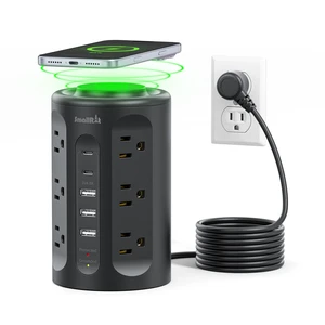 Power Strip with USB Ports,Extension Cord with Multiple Outlets (12AC+3A+2C), 6.5 FT Desk Black Power Strip Tower Charging Station for Home, Office, College Dorm Essentials Power Strip with USB Ports,Extension Cord with Multiple Outlets (12AC+3A+2C), 6.5 FT Desk Black Power Strip Tower Charging Station for Home, Office, College Dorm Essentials