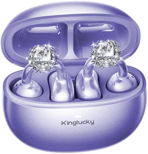 Jewelry-Inspired Clip-On Earbuds with Diamond Earrings, Comfortable Fit & 40H Playtime Open Ear Bluetooth 5.4 Wireless Headphones for Women, Small Ears, Sports & Workouts (Purple) Jewelry-Inspired Clip-On Earbuds with Diamond Earrings, Comfortable Fit & 40H Playtime Open Ear Bluetooth 5.4 Wireless Headphones for Women, Small Ears, Sports & Workouts (Purple)