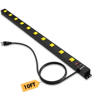 10 Outlet Long Power Strip Wide Spaced Metal Power Strip with 10FT Cord Heavy Duty Industrial Power Strip for Work Bench Garage Shop, Overload 2100J Protection Switch, ETL Listed (15A/1875W) Black 10 Outlet Long Power Strip Wide Spaced Metal Power Strip with 10FT Cord Heavy Duty Industrial Power Strip for Work Bench Garage Shop, Overload 2100J Protection Switch, ETL Listed (15A/1875W) Black