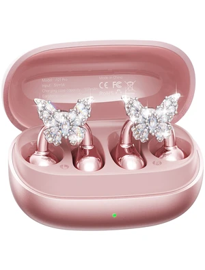 Gen2 Clip-On Open Ear Earbuds with Sparkle Butterfly Earrings, Earrings-On Storage Case, Bluetooth 5.4 Wireless Headphones for Women, 40H Playtime, Comfortable Fit for Small Ears, Rose Gold Gen2 Clip-On Open Ear Earbuds with Sparkle Butterfly Earrings, Earrings-On Storage Case, Bluetooth 5.4 Wireless Headphones for Women, 40H Playtime, Comfortable Fit for Small Ears, Rose Gold