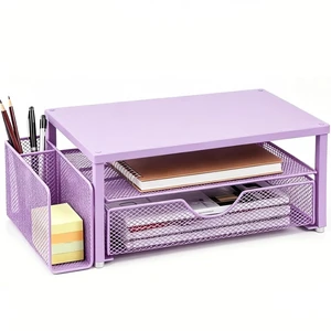Computer Monitor Stand with Drawer and Pen Holder, Purple Double layer storage Computer Stand Monitor Riser Office Organization for Desk Computer Monitor Stand with Drawer and Pen Holder, Purple Double layer storage Computer Stand Monitor Riser Office Organization for Desk