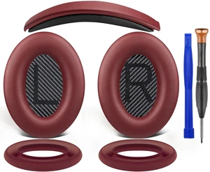 Replacement Kit for Bose QuietComfort QC35/QC35 ii Over-Ear Headphones, Ear Pads Cushions + Headband + Silicone Earpads Cover Protector - Burgundy Replacement Kit for Bose QuietComfort QC35/QC35 ii Over-Ear Headphones, Ear Pads Cushions + Headband + Silicone Earpads Cover Protector - Burgundy