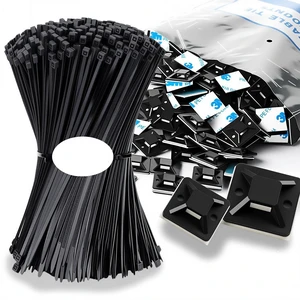 Zip Tie Mounts - 1000 PCS Cable Self Adhesive Mounts Set for Wire Management with Stick Pads Anchors Clips Squares Holders (Black) Zip Tie Mounts - 1000 PCS Cable Self Adhesive Mounts Set for Wire Management with Stick Pads Anchors Clips Squares Holders (Black)