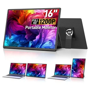 16" Portable Monitor for Laptop, 1200P IPS Laptop Screen Extender Plug & Play Dual Monitor, 360° Rotating Stand, Ultra Slim Travel Monitor for Laptop, PC, MacBook, PS5 16" Portable Monitor for Laptop, 1200P IPS Laptop Screen Extender Plug & Play Dual Monitor, 360° Rotating Stand, Ultra Slim Travel Monitor for Laptop, PC, MacBook, PS5