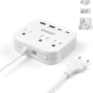 Cruise Approved Power Strip, Non Surge, US to Europe Plug Adapter USB-C Cord, 4 USB Ports, 3 AC Outlets, 5ft Extension, Wall Mountable European Travel Adaptor for Ship Cabin, Home Cruise Approved Power Strip, Non Surge, US to Europe Plug Adapter USB-C Cord, 4 USB Ports, 3 AC Outlets, 5ft Extension, Wall Mountable European Travel Adaptor for Ship Cabin, Home