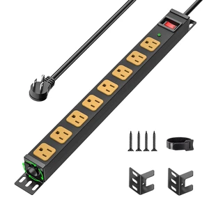 8 Outlet 360° Rotate Heavy Duty Metal Power Strip 15A/1875W, 6FT Cord 2100 Joules Surge Protector Power Strip, Perfect for Garage Wokeshop Home Office School 8 Outlet 360° Rotate Heavy Duty Metal Power Strip 15A/1875W, 6FT Cord 2100 Joules Surge Protector Power Strip, Perfect for Garage Wokeshop Home Office School