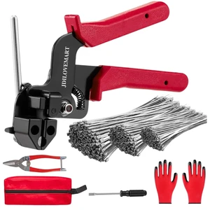 155PCS Heavy Duty 304 Stainless Steel Cable Tie Gun Kit, Includes 150PCS Metal Zip Ties(3 Sizes), Self-Locking, UV & Corrosion Resistant, for Fence, Exhaust Pipe, Chicken Coop, Farm Use (Red) 155PCS Heavy Duty 304 Stainless Steel Cable Tie Gun Kit, Includes 150PCS Metal Zip Ties(3 Sizes), Self-Locking, UV & Corrosion Resistant, for Fence, Exhaust Pipe, Chicken Coop, Farm Use (Red)