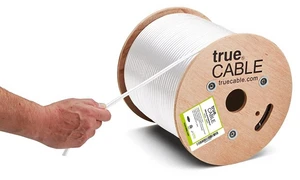 trueCABLE RG6 Dual Shield Coax, 500ft, White, Riser Rated (CMR/CATVR/CL2), Bare Copper Conductor Coaxial Cable, 3GHz Sweep Tested trueCABLE RG6 Dual Shield Coax, 500ft, White, Riser Rated (CMR/CATVR/CL2), Bare Copper Conductor Coaxial Cable, 3GHz Sweep Tested
