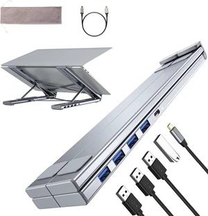 M61 USB C to USB Hub Portable Laptop Stand, Aluminum 4 Ports USB3.0 Multiport Adapter Adjustable Laptop Docking Station Stand Compatible with MacBook Pro/Air, Chromebook, Keyboard, Mouse, HDD M61 USB C to USB Hub Portable Laptop Stand, Aluminum 4 Ports USB3.0 Multiport Adapter Adjustable Laptop Docking Station Stand Compatible with MacBook Pro/Air, Chromebook, Keyboard, Mouse, HDD