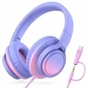Kids Over-Ear Headphones, 85/94dB, Mic, USB-C Adapter, Pink 85/94dB volume control, foldable over-ear design, built-in mic, 3.5mm jack, and USB-C adapter for school and travel Kids Over-Ear Headphones, 85/94dB, Mic, USB-C Adapter, Pink 85/94dB volume control, foldable over-ear design, built-in mic, 3.5mm jack, and USB-C adapter for school and travel