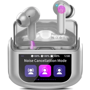 Wireless Earbuds, AI Translation Earbuds Real Time Touch Screen, Grey 5 EQ Modes, 48H AI Ear Buds with ANC Noise Cancelling/Transparency Mode, IPX7 Waterproof, 164 Language/7 Translation Modes Wireless Earbuds, AI Translation Earbuds Real Time Touch Screen, Grey 5 EQ Modes, 48H AI Ear Buds with ANC Noise Cancelling/Transparency Mode, IPX7 Waterproof, 164 Language/7 Translation Modes