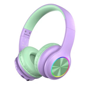Kids Bluetooth 6.0 Headphones, LED Light, 85Hours Playtime Type-C Fast Charging, 85/94dB Volume Limited, Comfort Wireless Headphones with Built-in Mic, Green and Purple Kids Bluetooth 6.0 Headphones, LED Light, 85Hours Playtime Type-C Fast Charging, 85/94dB Volume Limited, Comfort Wireless Headphones with Built-in Mic, Green and Purple