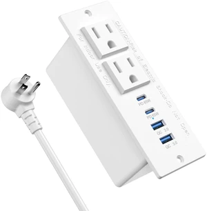 Recessed Power Strip with 2 PD 65W USB C,Flush Mount Outlet White, 6FT,Flush Mount Countertop Drawer Outlet, Furniture Hidden Charging Station for Side Table, End Table,2 AC Outlets Recessed Power Strip with 2 PD 65W USB C,Flush Mount Outlet White, 6FT,Flush Mount Countertop Drawer Outlet, Furniture Hidden Charging Station for Side Table, End Table,2 AC Outlets
