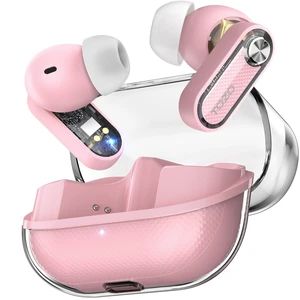Crystal Pods Hybrid Active Noise Cancelling Wireless Earbuds, Pink 10mm Drivers Deep Bass, 4 Mics Smart ENC AI Calls, Real-Time AI Translation, 32 EQ via App, Bluetooth 5.4, 70H,Crystal Design Crystal Pods Hybrid Active Noise Cancelling Wireless Earbuds, Pink 10mm Drivers Deep Bass, 4 Mics Smart ENC AI Calls, Real-Time AI Translation, 32 EQ via App, Bluetooth 5.4, 70H,Crystal Design