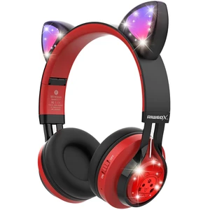 CT-7 Cat Ear Bluetooth Headphones, LED Light Up Bluetooth Wireless Over Ear Headphones with Microphone and Volume Control for Travel/School/Smartphones/Laptop/PC/TV Red&Black CT-7 Cat Ear Bluetooth Headphones, LED Light Up Bluetooth Wireless Over Ear Headphones with Microphone and Volume Control for Travel/School/Smartphones/Laptop/PC/TV Red&Black