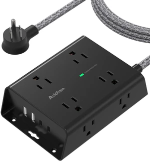 Surge Protector Power Strip, 8 Widely Outlets with 4 USB Ports (2 USB C), 5ft Extension Cord with Multiple Plug Outlets, 3 Side Outlet Extender, Flat Plug, Wall Mount, ETL, Black Surge Protector Power Strip, 8 Widely Outlets with 4 USB Ports (2 USB C), 5ft Extension Cord with Multiple Plug Outlets, 3 Side Outlet Extender, Flat Plug, Wall Mount, ETL, Black