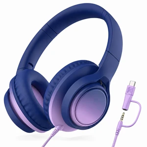 Kids Wired Headphones, 85/94dB, Mic, USB-C Adapter, Midnight Blue 85/94dB volume control, foldable over-ear design, built-in mic, 3.5mm jack, and USB-C adapter for school and travel Kids Wired Headphones, 85/94dB, Mic, USB-C Adapter, Midnight Blue 85/94dB volume control, foldable over-ear design, built-in mic, 3.5mm jack, and USB-C adapter for school and travel