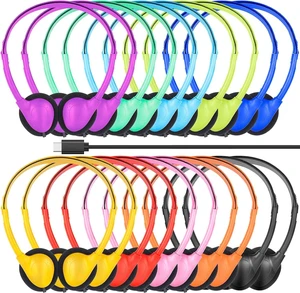 USB C Headphones Bulk 50 Pack for Classrrom Kids School Wired On Ear USB Type C Bulk Headphones for Kids Children Teens Students Library Museum Travel Laptop Pad PC Phone Mixed Colors USB C Headphones Bulk 50 Pack for Classrrom Kids School Wired On Ear USB Type C Bulk Headphones for Kids Children Teens Students Library Museum Travel Laptop Pad PC Phone Mixed Colors