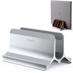 Vertical Laptop Stand for Desk, Aluminum Laptop Holder Compatible with MacBook Pro, MacBook Air Stand Up to 17 inch, Gravity Auto-Lock Cooling, 3in1 Space Saving Desk Organizer Accessories, Silver Vertical Laptop Stand for Desk, Aluminum Laptop Holder Compatible with MacBook Pro, MacBook Air Stand Up to 17 inch, Gravity Auto-Lock Cooling, 3in1 Space Saving Desk Organizer Accessories, Silver