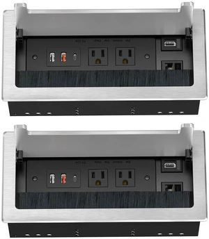 2Pack Conference Table Power Hub, Outlet Multimedia Connectivity Box with 1 HDMI + 1 RJ45 + 20W USB C + 2 USB A + 2 AC Outlets, Heavy Duty Metal for Countertop Office UL Listed 2Pack Conference Table Power Hub, Outlet Multimedia Connectivity Box with 1 HDMI + 1 RJ45 + 20W USB C + 2 USB A + 2 AC Outlets, Heavy Duty Metal for Countertop Office UL Listed