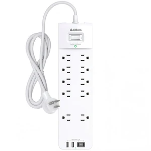 Power Strips with Surge Protection, 6FT Extension Cord with Multiple Outlets, Surge Protector Power Strip with 10 Outlets and 4 USB Ports(2 USB C), Flat Plug, 2700J, White Power Strips with Surge Protection, 6FT Extension Cord with Multiple Outlets, Surge Protector Power Strip with 10 Outlets and 4 USB Ports(2 USB C), Flat Plug, 2700J, White