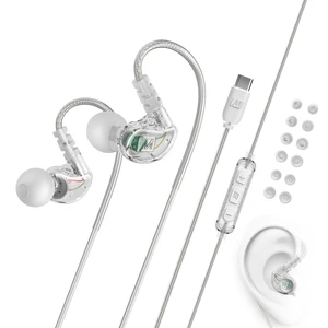 M6 Sport USB-C Wired Earbuds with Memory Wire Earhooks, Headset with Mic & 3-Button Remote for iPhone 17 Pro Max, iPad, USB Type C Devices; in Ear Headphones for Running/Gym/Workouts (Clear) M6 Sport USB-C Wired Earbuds with Memory Wire Earhooks, Headset with Mic & 3-Button Remote for iPhone 17 Pro Max, iPad, USB Type C Devices; in Ear Headphones for Running/Gym/Workouts (Clear)