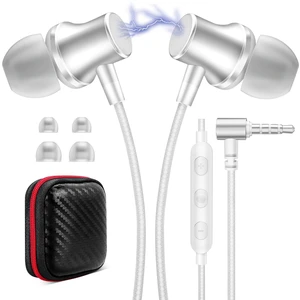 Wired Earbuds with Mic for School Chromebook Laptop PC, Silver Ear Buds with 3.5mm Plug in Audio Jack Microphone HiFi Stereo Wired Headphone Corded Earphone for Kindle Fire Travel MP3 Wired Earbuds with Mic for School Chromebook Laptop PC, Silver Ear Buds with 3.5mm Plug in Audio Jack Microphone HiFi Stereo Wired Headphone Corded Earphone for Kindle Fire Travel MP3