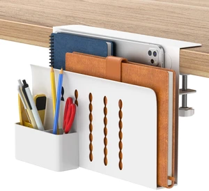 Desk Side Storage, Single-Layer Steel Hanging Desk Organizer with Magnetic Pen Holder, No Drilling Desk Drawer Cable Management Tray, Under Desk Laptop Holder for Office, School&Home(White) Desk Side Storage, Single-Layer Steel Hanging Desk Organizer with Magnetic Pen Holder, No Drilling Desk Drawer Cable Management Tray, Under Desk Laptop Holder for Office, School&Home(White)