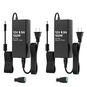 DC12V 8.5A 102W LED Driver 2 Pack, Power Supply 100-240V AC to 12V DC 102W Converter, Over Voltage Protection, Short Circuit Protection DC12V 8.5A 102W LED Driver 2 Pack, Power Supply 100-240V AC to 12V DC 102W Converter, Over Voltage Protection, Short Circuit Protection