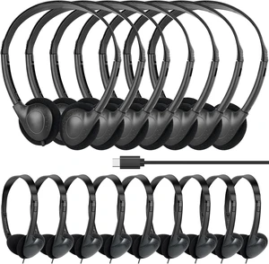 Kids USB C Headphones Bulk 50 Pack for Classroom School Wired On Ear Type C Headphones for Students Boys Girls Teens Library Museum Travel Laptop Pad PC Phone Black Kids USB C Headphones Bulk 50 Pack for Classroom School Wired On Ear Type C Headphones for Students Boys Girls Teens Library Museum Travel Laptop Pad PC Phone Black