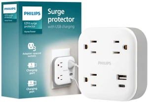 Surge Protector Outlet Extender + USB Ports, 3 Outlet Wide-Spaced 1 USB-C, 1 USB-A, 3 Prong, 980 Joules, Multi Plug Wall Splitter, Power Tap, Electrical Expander, Adapter, ETL Safety Listed Surge Protector Outlet Extender + USB Ports, 3 Outlet Wide-Spaced 1 USB-C, 1 USB-A, 3 Prong, 980 Joules, Multi Plug Wall Splitter, Power Tap, Electrical Expander, Adapter, ETL Safety Listed