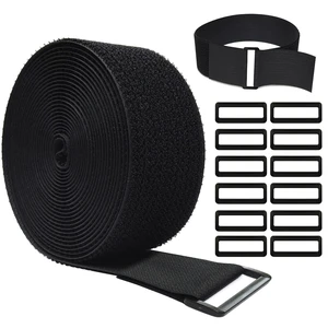 16Ft x 2In Adjustable Cable Straps with 12 Buckles, Free Cut Length, Black Reusable Fastening Cable Ties, Hook and Loop Securing Strap for Cable Tidy, Wire Management, Cord Organiser, Black 16Ft x 2In Adjustable Cable Straps with 12 Buckles, Free Cut Length, Black Reusable Fastening Cable Ties, Hook and Loop Securing Strap for Cable Tidy, Wire Management, Cord Organiser, Black