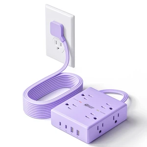 Purple Extension Cord 10Ft Flat Plug Power Strip Surge Protector 8 Outlets & 4 USB Ports (2 USB C), Cute Kawaii Stuff Purple Room Decor, Lavender Office Purple Desk Accessories for Girls Purple Extension Cord 10Ft Flat Plug Power Strip Surge Protector 8 Outlets & 4 USB Ports (2 USB C), Cute Kawaii Stuff Purple Room Decor, Lavender Office Purple Desk Accessories for Girls