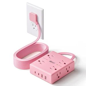 Pink Extension Cord 10Ft, Flat Plug Power Strip Surge Protector 8 Outlets & 4 USB Ports (2 USB C), Cute Pink Stuff Room Decor, Home Office Kawaii Pink Cute Desk Accessories for Girls Pink Extension Cord 10Ft, Flat Plug Power Strip Surge Protector 8 Outlets & 4 USB Ports (2 USB C), Cute Pink Stuff Room Decor, Home Office Kawaii Pink Cute Desk Accessories for Girls