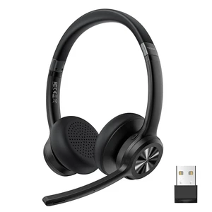 Wireless Headset with USB Dongle, Bluetooth Headset with Noise Cancelling Mic - Rechargeable Bluetooth V5.2, 50H Playtime & Mic Mute, On Ear Headphones for Trucker/Remote Work/Call Center Wireless Headset with USB Dongle, Bluetooth Headset with Noise Cancelling Mic - Rechargeable Bluetooth V5.2, 50H Playtime & Mic Mute, On Ear Headphones for Trucker/Remote Work/Call Center