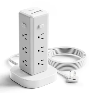 Tower Power Strip Surge Protector, Retractable Extension Cord 4 Individual Switches, 12 AC 4 USB (2 USB C), 1050J, Flat Plug, 15Ft Flat Cord, Desk Charging Station for Home Office Dorm Tower Power Strip Surge Protector, Retractable Extension Cord 4 Individual Switches, 12 AC 4 USB (2 USB C), 1050J, Flat Plug, 15Ft Flat Cord, Desk Charging Station for Home Office Dorm