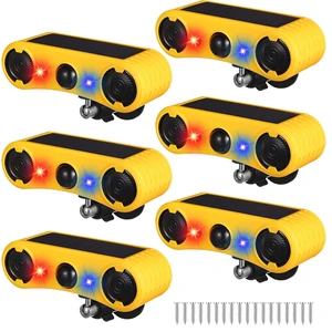 6 Pack Solar Motion Sensor Alarm 129db Motion Detector Noise Maker 13 Sound Detector Strobe Light, 4 Modes Animal Deterrent Dog Barking Alarm, Mount on Ground Fence Wall Garden 6 Pack Solar Motion Sensor Alarm 129db Motion Detector Noise Maker 13 Sound Detector Strobe Light, 4 Modes Animal Deterrent Dog Barking Alarm, Mount on Ground Fence Wall Garden