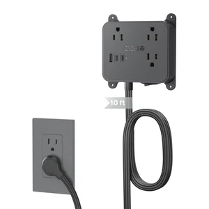 Flat Plug Power Strip, 10FT Long Extension Cord with 3 AC Outlets 2 USB-C and 1 USB-A Ports, Long Cord Desk Charging Station, Wall Mount for Home, Office Accessories, Dorm Room Essentials Flat Plug Power Strip, 10FT Long Extension Cord with 3 AC Outlets 2 USB-C and 1 USB-A Ports, Long Cord Desk Charging Station, Wall Mount for Home, Office Accessories, Dorm Room Essentials