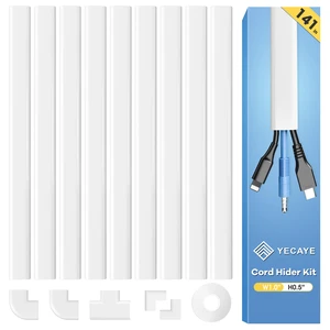 141in Cord Hdier for Wall, Paintable Wire Covers for 2 Cords TV on Wall, Medium Cable Management Kit, Cable Hiding for Wall White, W0.95in H0.47in 141in Cord Hdier for Wall, Paintable Wire Covers for 2 Cords TV on Wall, Medium Cable Management Kit, Cable Hiding for Wall White, W0.95in H0.47in