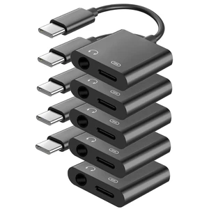 USB C to 3.5mm Headphone Jack and Charger Adapter, 2-in-1 Audio & Fast Charging Splitter for Apple iPhone 17/16/15/Pro/Pro Max, iPad, Samsung, Pixel, and More 5Pack Black USB C to 3.5mm Headphone Jack and Charger Adapter, 2-in-1 Audio & Fast Charging Splitter for Apple iPhone 17/16/15/Pro/Pro Max, iPad, Samsung, Pixel, and More 5Pack Black