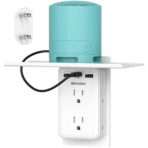 2 to 3 Prong Outlet Adapter with Shelf, 6 Outlets and 3 USB Ports Three-sided layout for older two-prong outlets with 2 USB-A and 1 USB-C ports. Shelf holds phones; no grounding provided 2 to 3 Prong Outlet Adapter with Shelf, 6 Outlets and 3 USB Ports Three-sided layout for older two-prong outlets with 2 USB-A and 1 USB-C ports. Shelf holds phones; no grounding provided