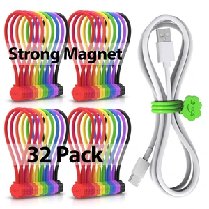 Magnetic Cable Ties 32 Pack, Cute Cloud 7.2" Silicone 8 Colors Strong Magnet Hold / Embedded Safe Magnet / Easy Slide Open / Soft Flex Silicone / Multi Use / Smiling Cloud / Fridge Magnet Magnetic Cable Ties 32 Pack, Cute Cloud 7.2" Silicone 8 Colors Strong Magnet Hold / Embedded Safe Magnet / Easy Slide Open / Soft Flex Silicone / Multi Use / Smiling Cloud / Fridge Magnet