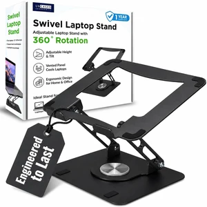 Laptop Stand for Desk Riser/360° Swivel (Black) Cooling airflow prevents overheating, adjustable tilt & swivel for comfort, folds flat for laptops, MacBooks & iPads Laptop Stand for Desk Riser/360° Swivel (Black) Cooling airflow prevents overheating, adjustable tilt & swivel for comfort, folds flat for laptops, MacBooks & iPads