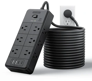 4000J Surge Protector Power Strip, 25 FT Long Extension Cord with 12 Outlets & 4 USB Ports (2 USB C), 3 Side Multiple Outlet Extender, Wall Mounted for Home Office 4000J Surge Protector Power Strip, 25 FT Long Extension Cord with 12 Outlets & 4 USB Ports (2 USB C), 3 Side Multiple Outlet Extender, Wall Mounted for Home Office
